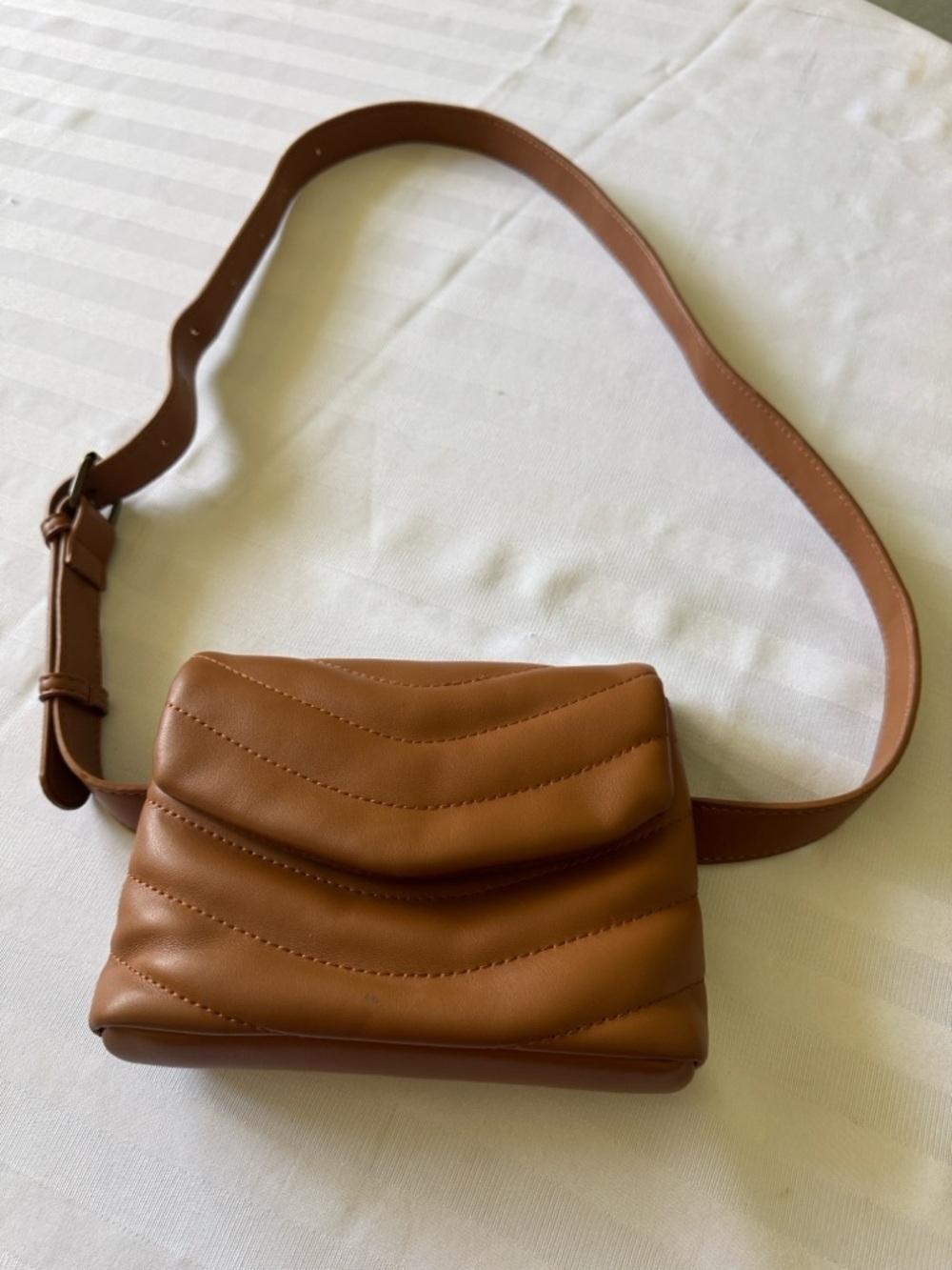 The drop Classic Quilted Tan belt bag Crossbody Bag